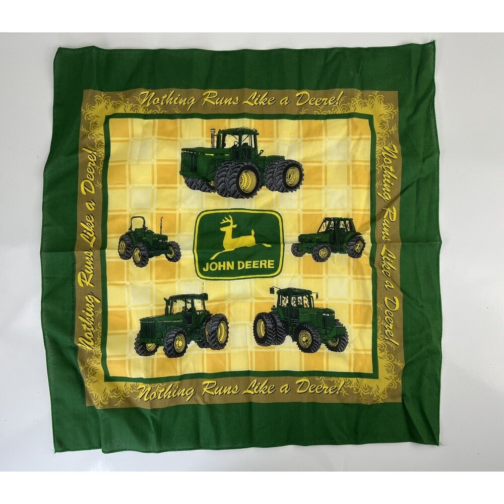 Vintage John Deere Bandana Nothing Runs Like A Deere Tractor Kitschy Gift Fabric